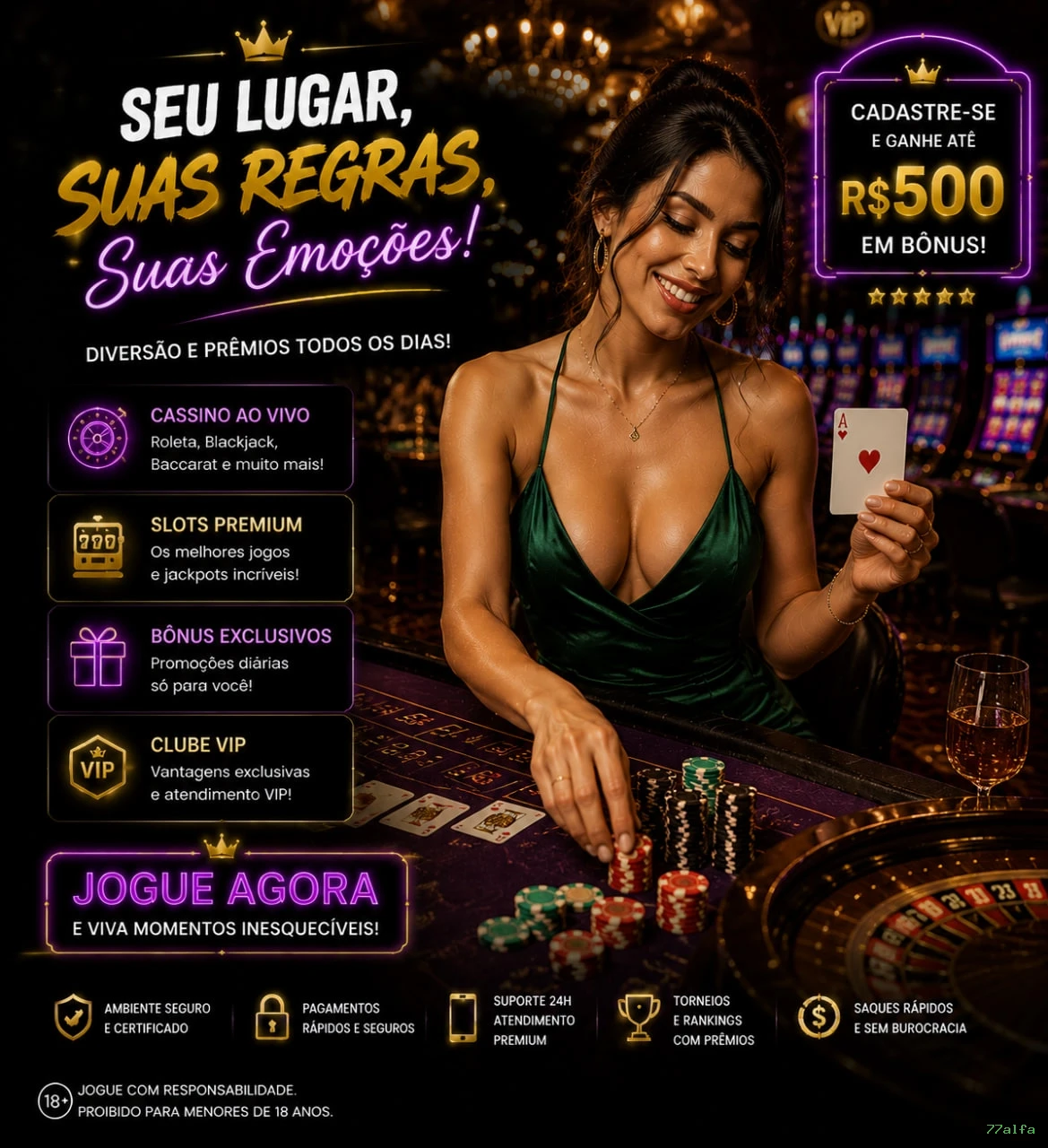 Aplicativo móvel 77alfa para iOS e Android